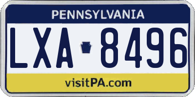 PA license plate LXA8496