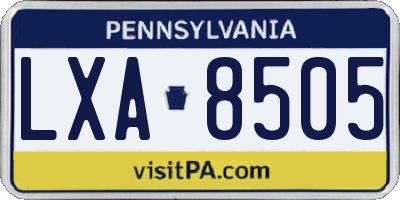 PA license plate LXA8505