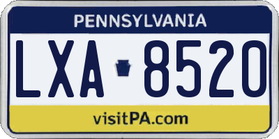 PA license plate LXA8520