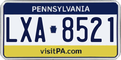 PA license plate LXA8521
