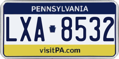 PA license plate LXA8532