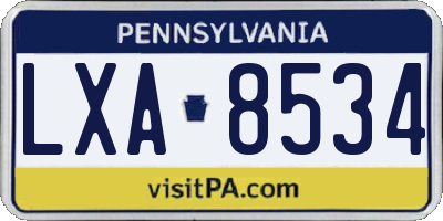 PA license plate LXA8534