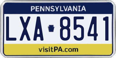 PA license plate LXA8541