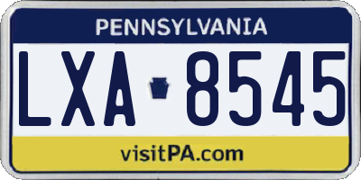 PA license plate LXA8545