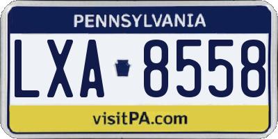 PA license plate LXA8558