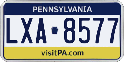 PA license plate LXA8577