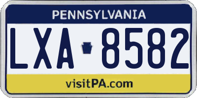 PA license plate LXA8582