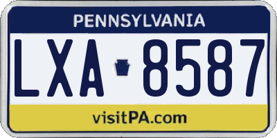 PA license plate LXA8587