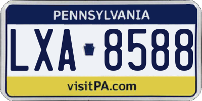 PA license plate LXA8588