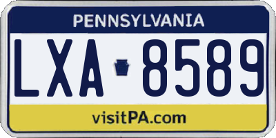 PA license plate LXA8589