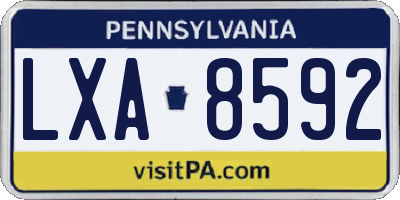 PA license plate LXA8592