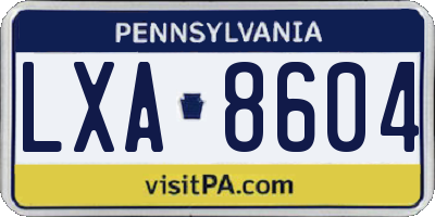 PA license plate LXA8604
