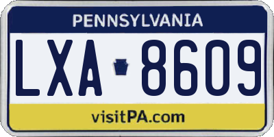 PA license plate LXA8609