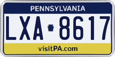 PA license plate LXA8617