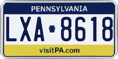 PA license plate LXA8618