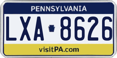 PA license plate LXA8626