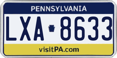 PA license plate LXA8633