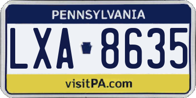 PA license plate LXA8635
