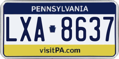 PA license plate LXA8637
