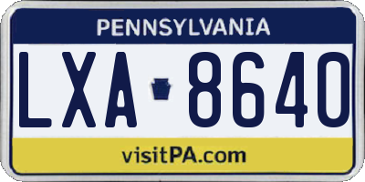 PA license plate LXA8640