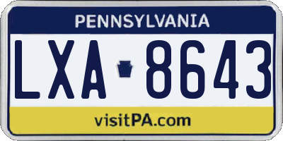 PA license plate LXA8643