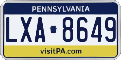 PA license plate LXA8649