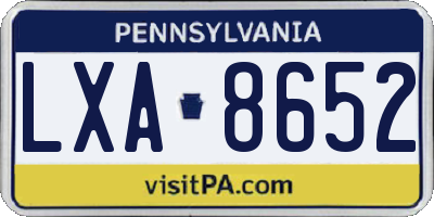PA license plate LXA8652