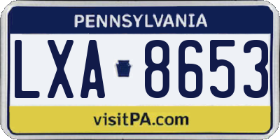 PA license plate LXA8653