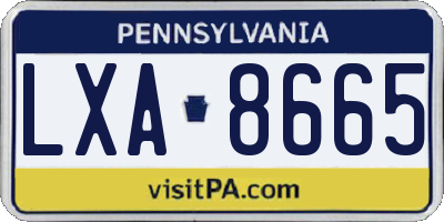 PA license plate LXA8665