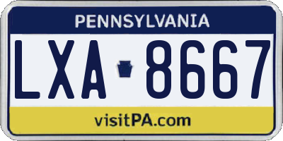PA license plate LXA8667