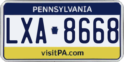 PA license plate LXA8668