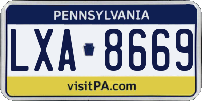 PA license plate LXA8669