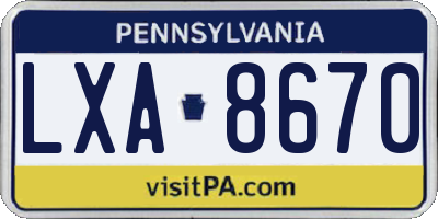 PA license plate LXA8670