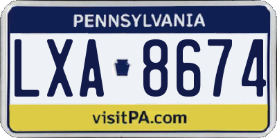 PA license plate LXA8674
