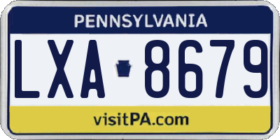 PA license plate LXA8679