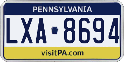 PA license plate LXA8694