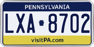 PA license plate LXA8702