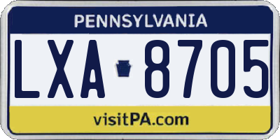 PA license plate LXA8705