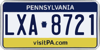 PA license plate LXA8721