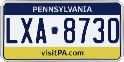 PA license plate LXA8730