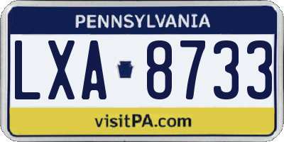 PA license plate LXA8733