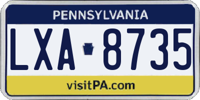 PA license plate LXA8735
