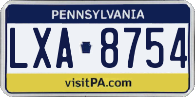 PA license plate LXA8754