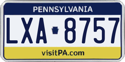 PA license plate LXA8757