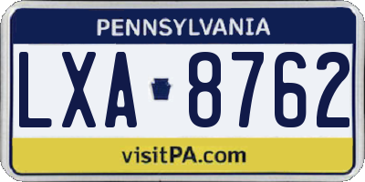 PA license plate LXA8762