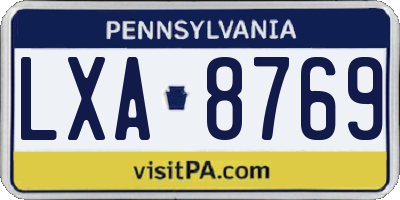 PA license plate LXA8769