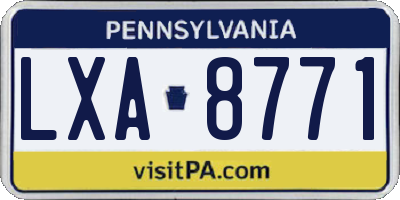 PA license plate LXA8771