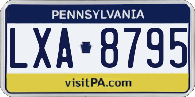 PA license plate LXA8795