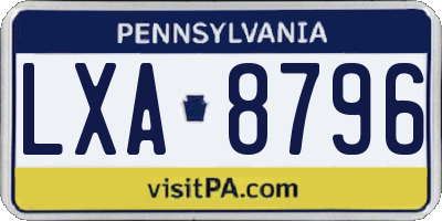 PA license plate LXA8796