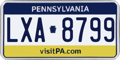 PA license plate LXA8799